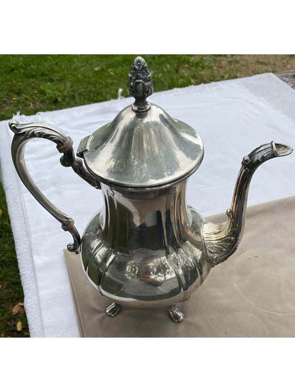 Vintage Silver-Plated Footed Teapot